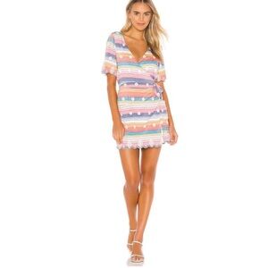 Tularosa Multicolor Striped Rocky Wrap Mini Dress Size Small